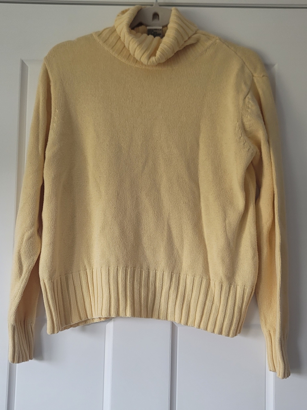 Vintage Talbots Pale Yellow Turtleneck Sweater 100% Cotton